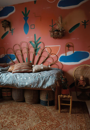 Tapisserie murale suspendue avec bande de gomme à bulles, tapis de dortoir,  girafe, alpaga, autruche, dessin