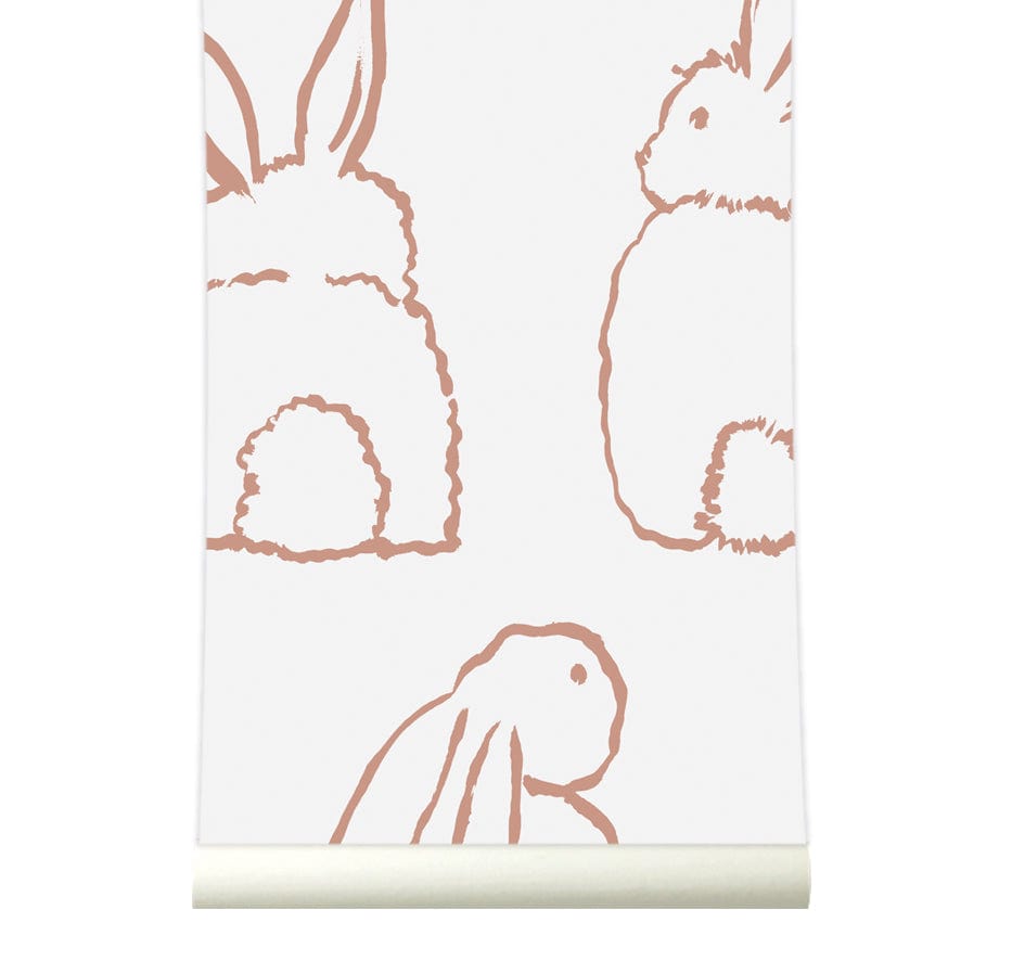 RB304 Behang Bunnies pink – Roomblush Bunnies wallpaper, papier peint, behang, tapete