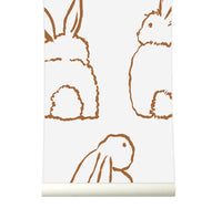 RB306 Behang Bunnies terracotta – Roomblush Bunnies wallpaper, papier peint, behang, tapete